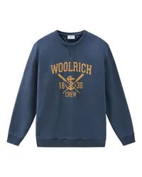 Woolrich Stückgefärbtes Rundhals-Sweatshirt mit grafischem Print Blue