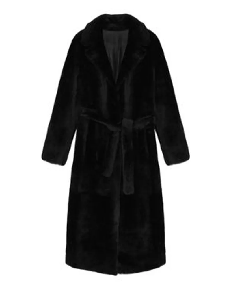 Yves Salomon Langer Shearling-Wendemantel Black