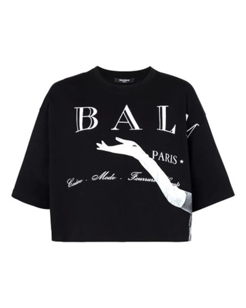 Balmain Kurzes T-Shirt mit 'Jolie Madame'-Print Black