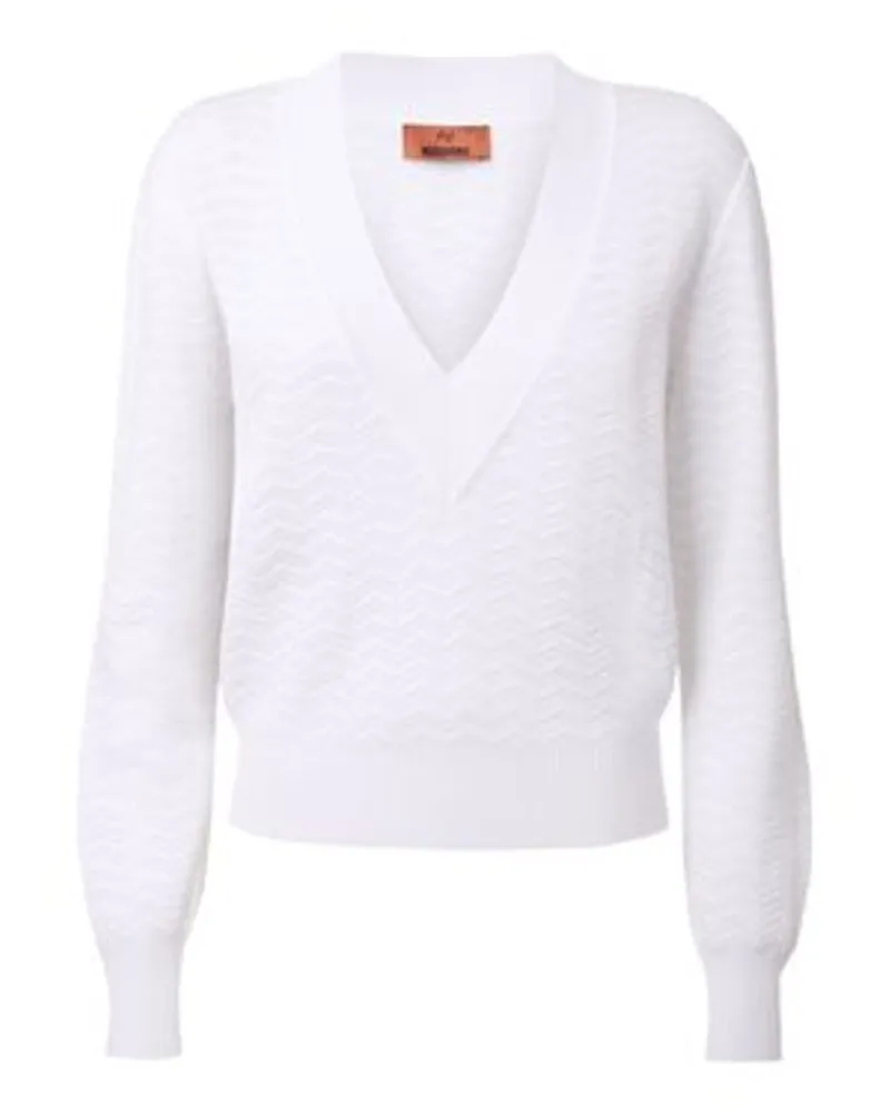 Missoni Pullover mit V-Ausschnitt White