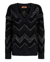 Missoni Oversized-Pullover mit Zickzackmuster und Pailletten Black