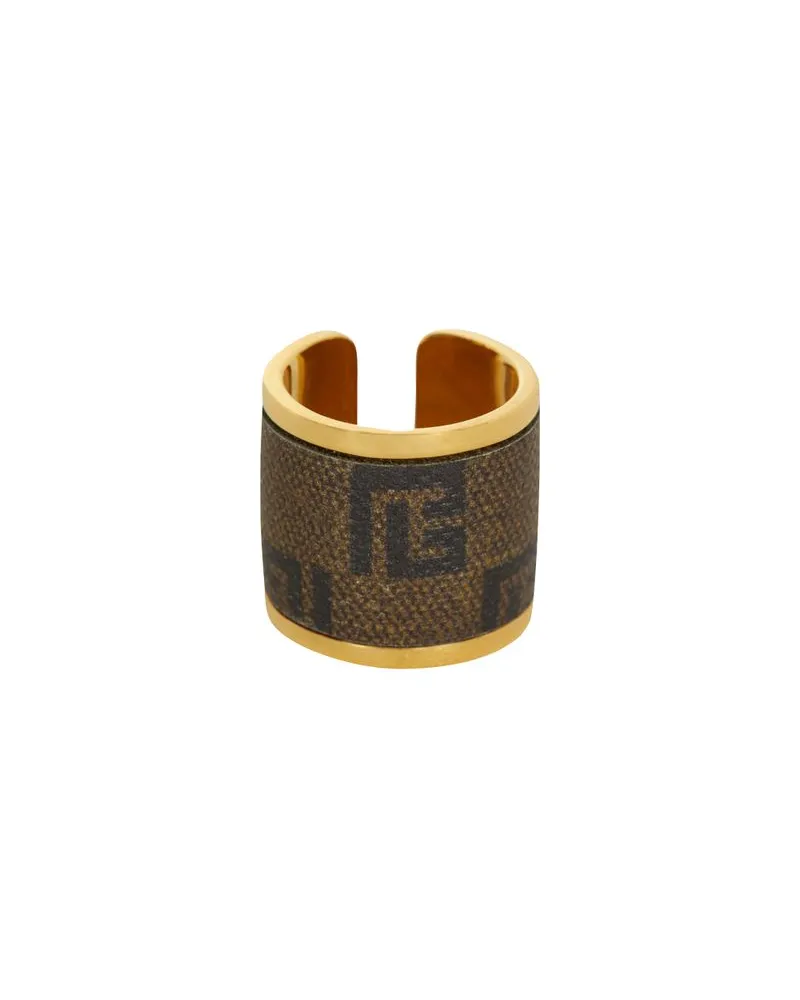 Balmain Ring mit Mini-Monogramm Brown