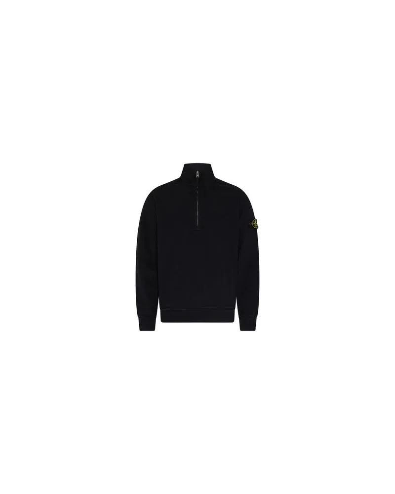 Stone Island Sweatshirt mit halbem Reißverschluss Black