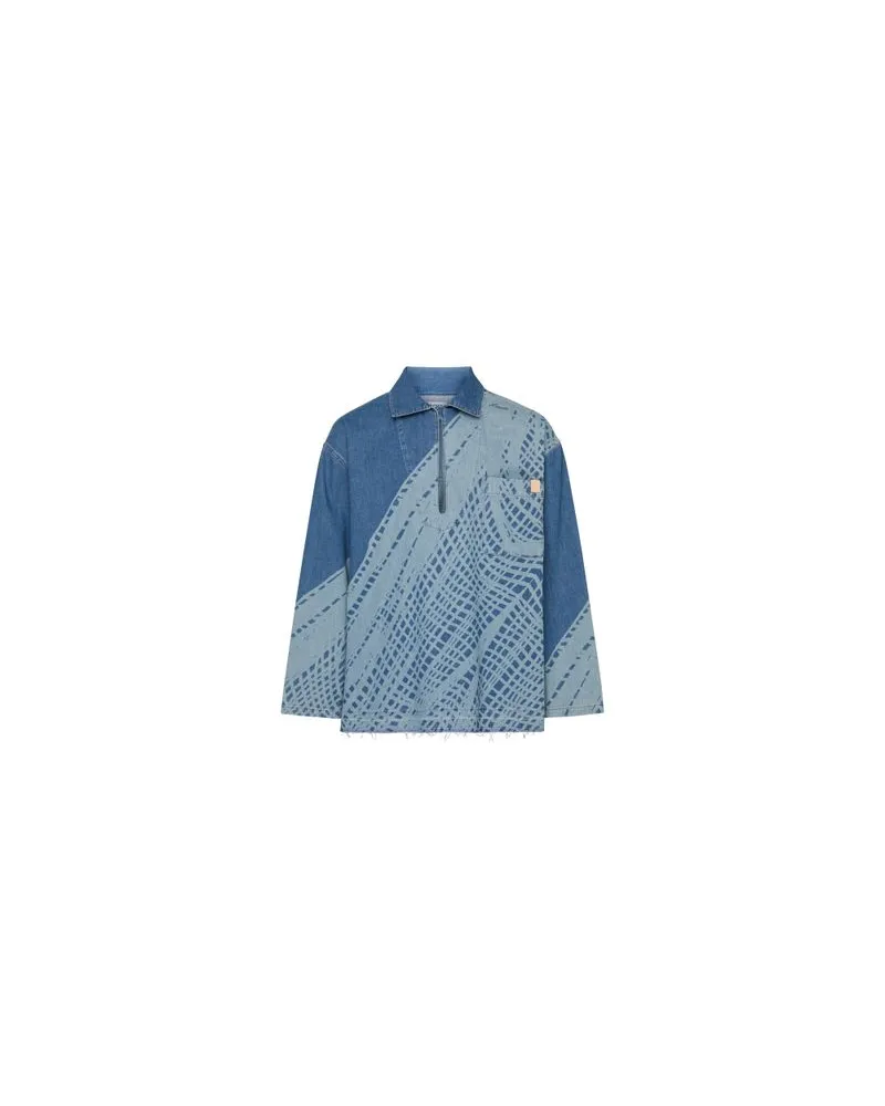 Loewe Jeansjacke mit Shearling-Kragen Blue