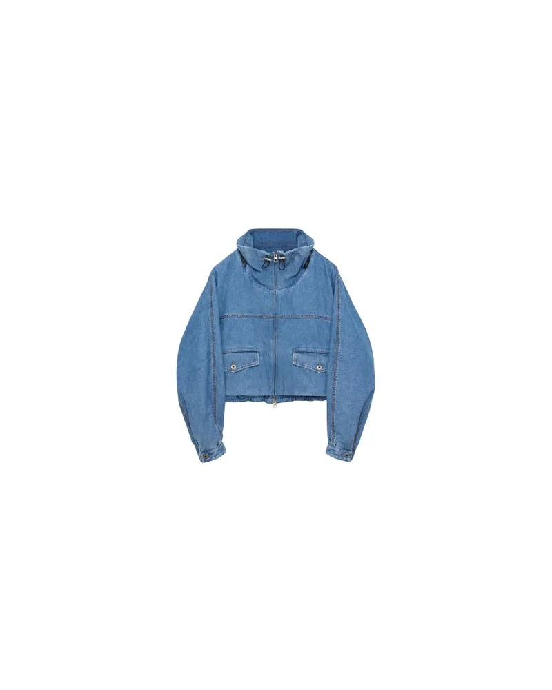 Loewe Jeansjacke mit Shearling-Kragen Blue