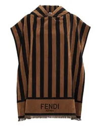 Fendi Kurzer Poncho mit Kapuze Brown