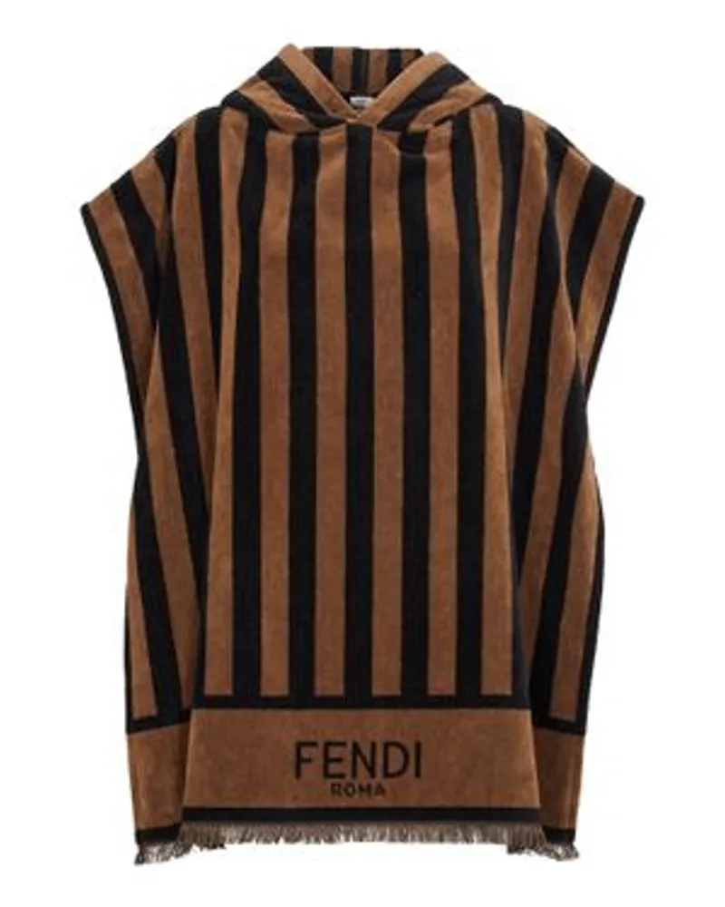 Fendi Kurzer Poncho mit Kapuze Brown