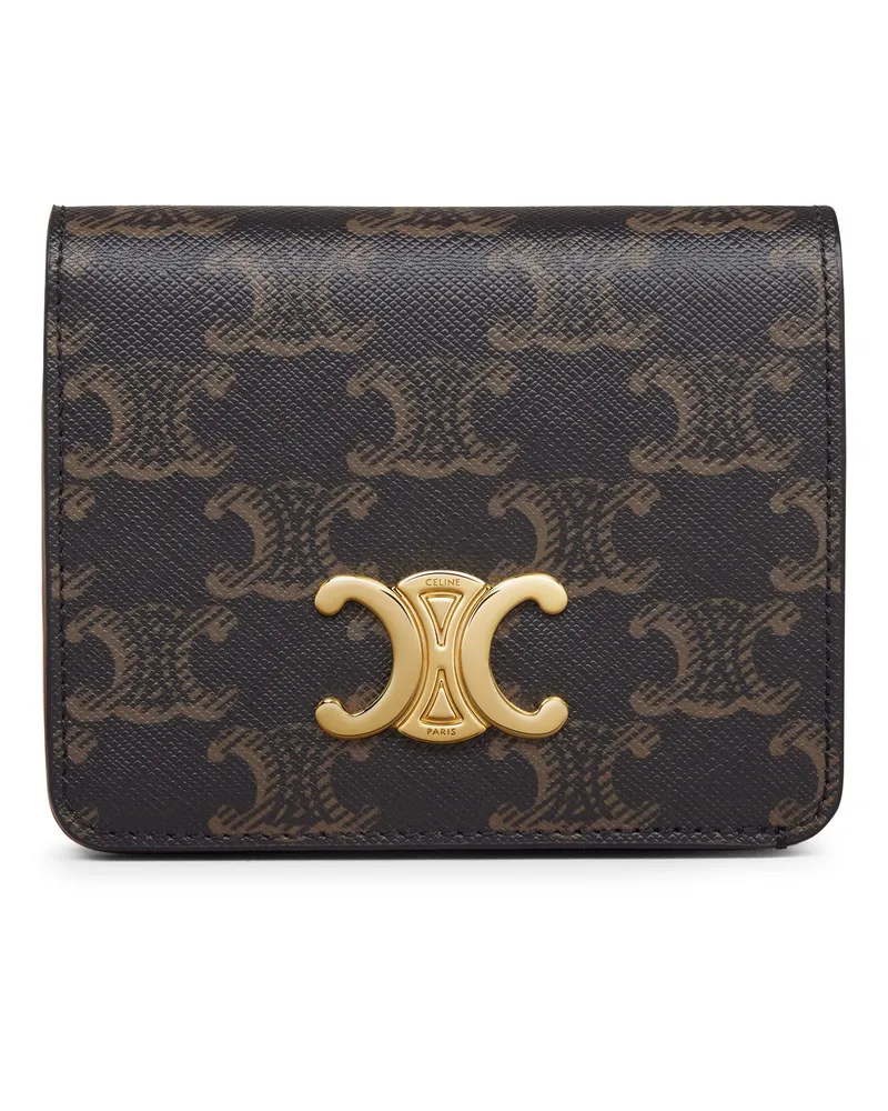 Celine Kompakte Triomphe Brieftasche Aus Triomphe-Canvas Beige