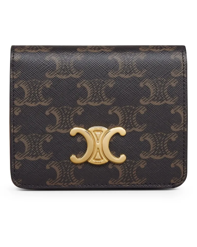 Celine Kompakte Triomphe Brieftasche Aus Triomphe-Canvas Beige