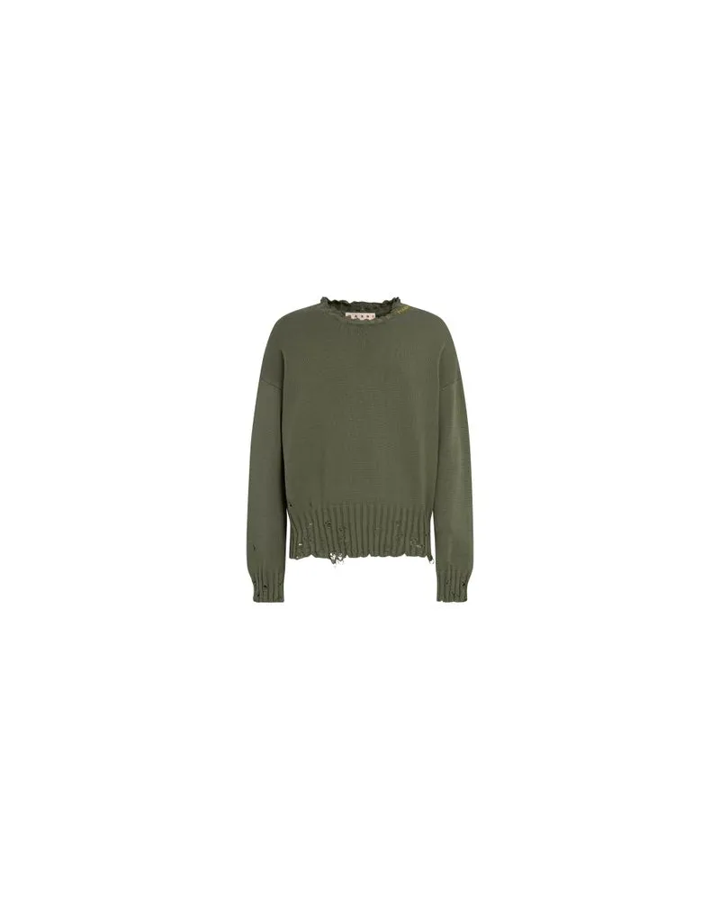 Marni Pullover Mit Zopfmuster Und Rundhalsausschnitt Green