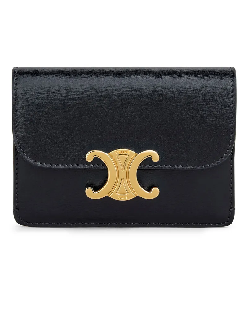 Celine Triomphe kartenetui mit umschlag aus glänzendem kalbsleder Black