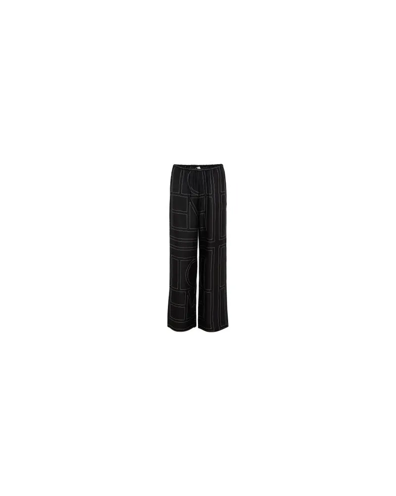 Totême Seide Pyjama-Hose Monogram Black