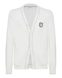 Brunello Cucinelli Cardigan mit Tennis-Badge White