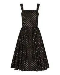 Dolce & Gabbana Gepunktetes wadenlanges Baumwollkleid Black