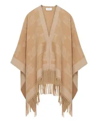 Max Mara Woll-Cape mit Logo Frine Beige