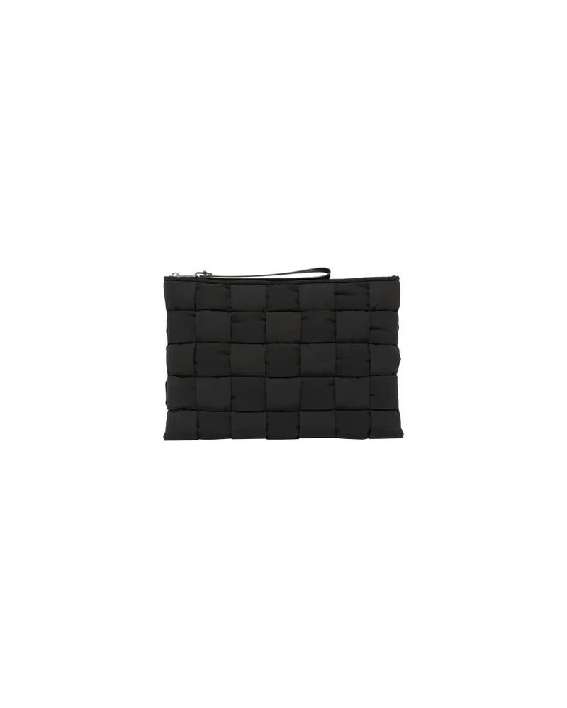 Bottega Veneta Große flache Pochette Cassette Black