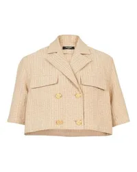 Balmain Kurzes Jacquard-Hemd mit Monogramm Beige