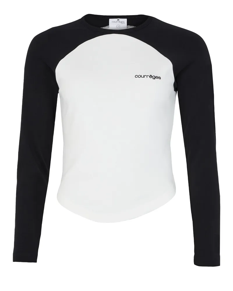 Courrèges Langärmeliges Kontrast-T-Shirt Circle 