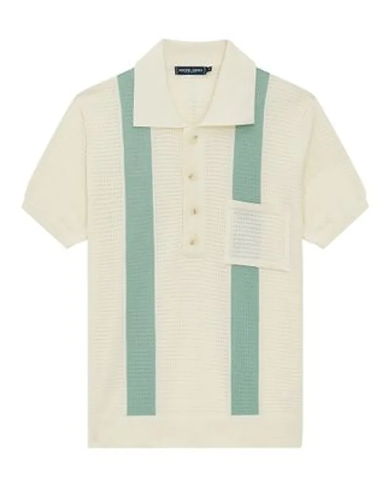 Frescobol Carioca Häkel-Poloshirt Clemente Stripe White