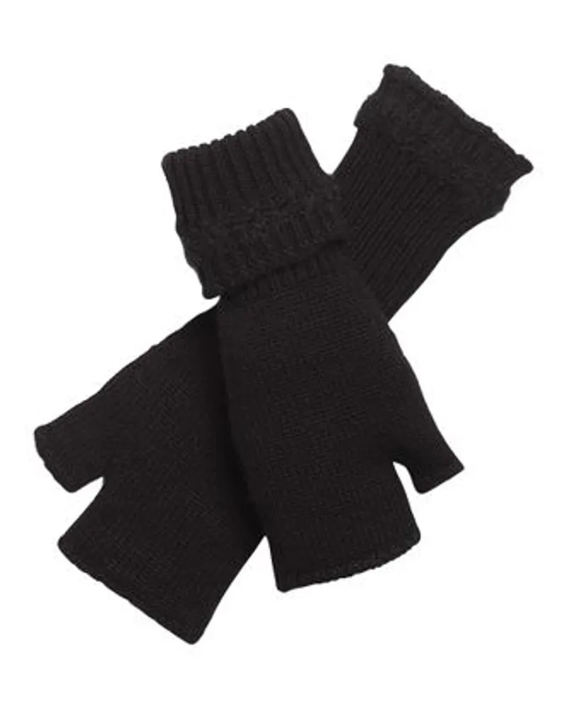 Barrie Fingerlose Kaschmir-Handschuhe mit Faux-Shearling-Design Black