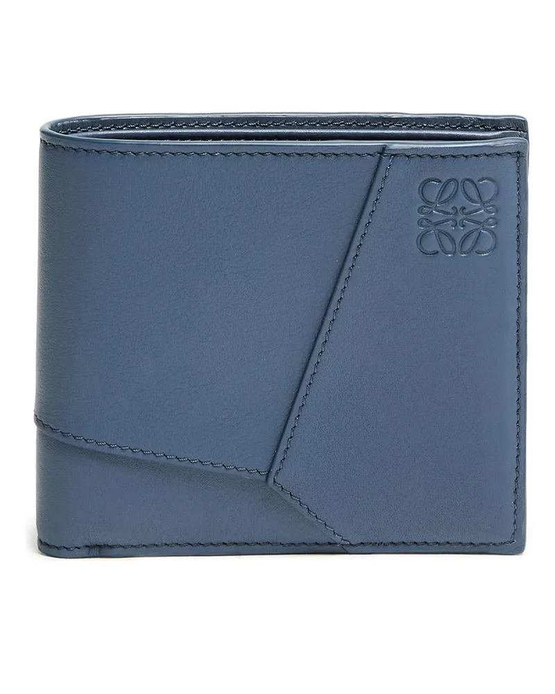 Loewe Brieftasche mit zwei Klappfächern aus klassischem Kalbsleder Blue