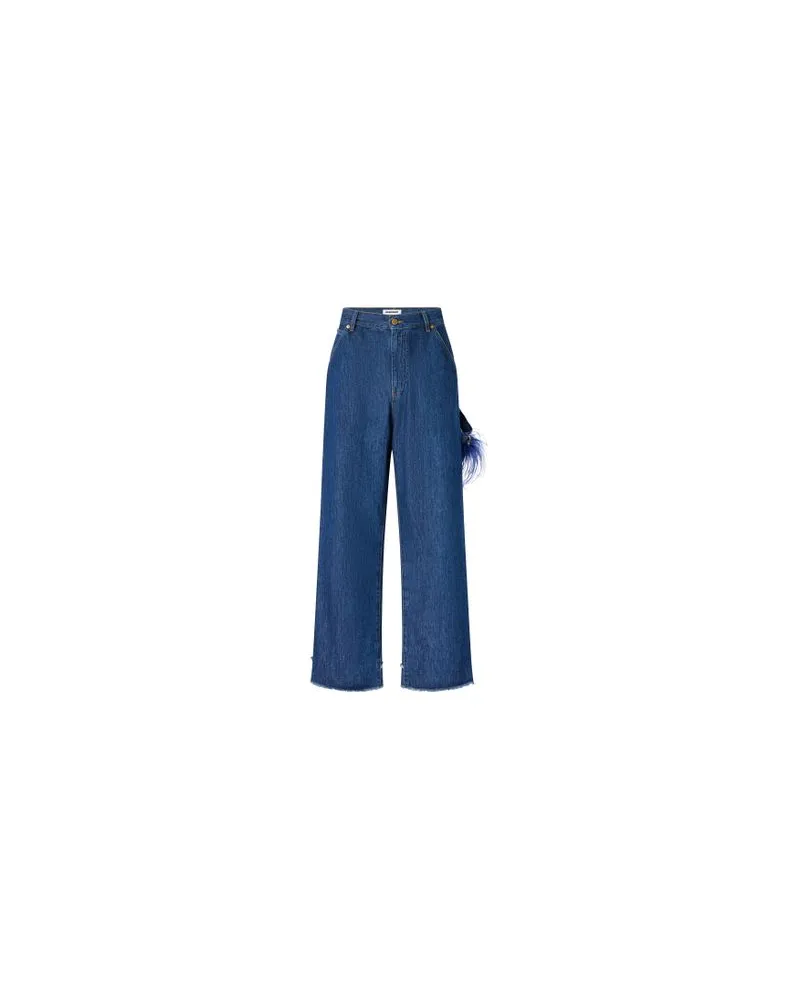 Yves Salomon Kultige Daunenjacke in „A"-Passform mit Plastron und Nerzfell Blue