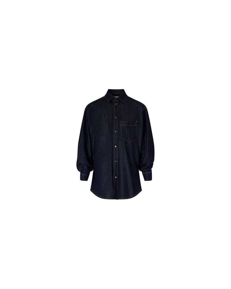 Yves Salomon Kultige Daunenjacke in „A"-Passform mit Plastron und Nerzfell Blue