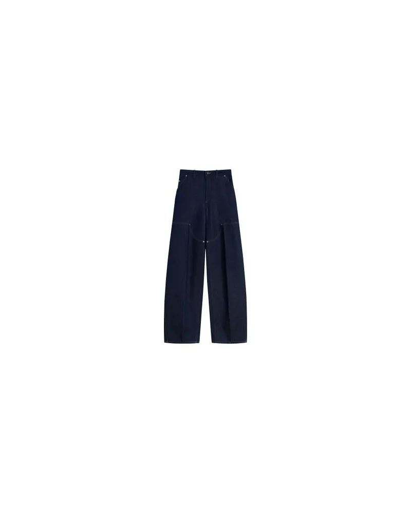 Yves Salomon Kultige Daunenjacke in „A"-Passform mit Plastron und Nerzfell Blue