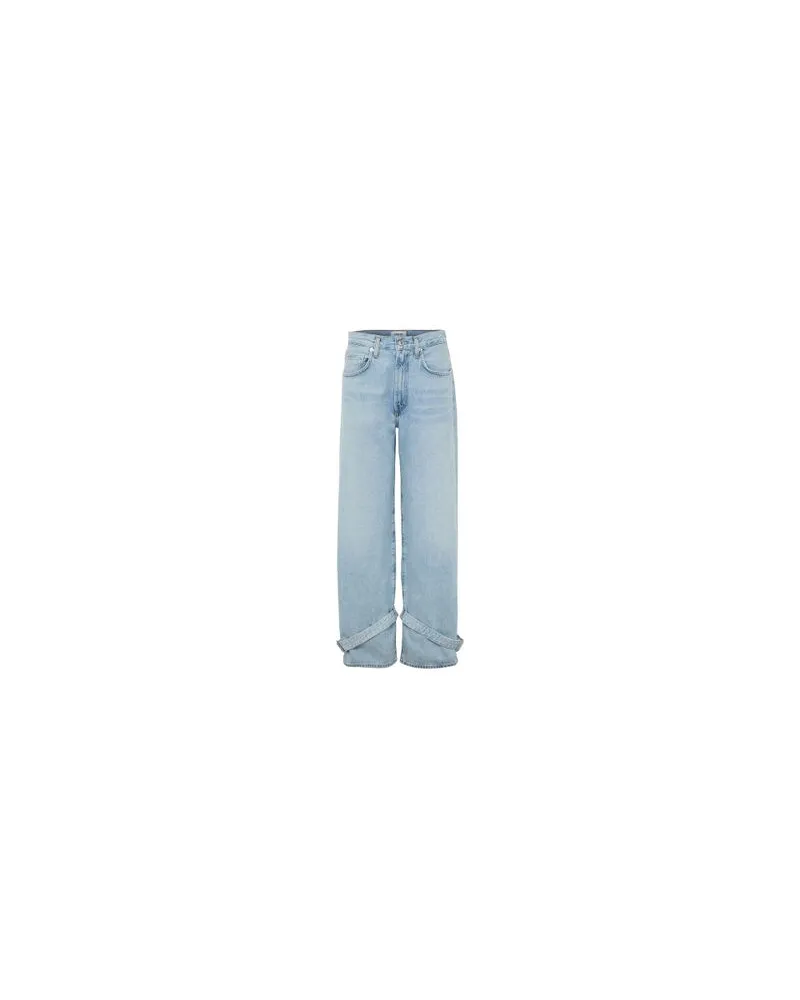 Yves Salomon Kultige Daunenjacke in „A"-Passform mit Plastron und Nerzfell Blue