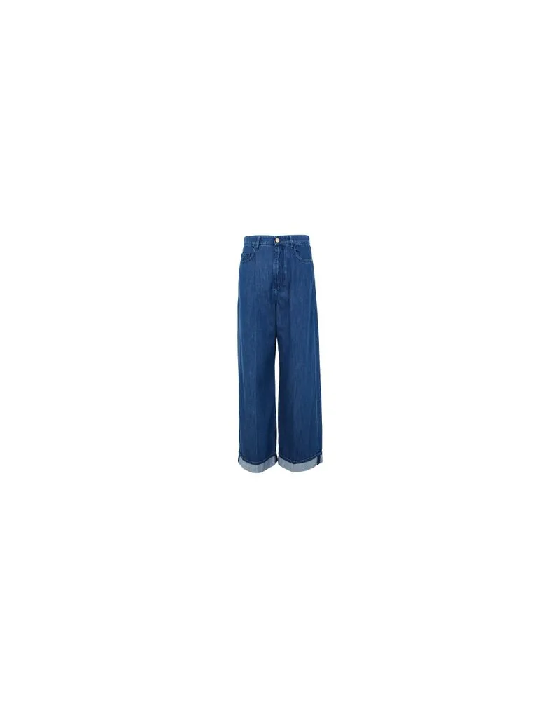 Yves Salomon Kultige Daunenjacke in „A"-Passform mit Plastron und Nerzfell Blue