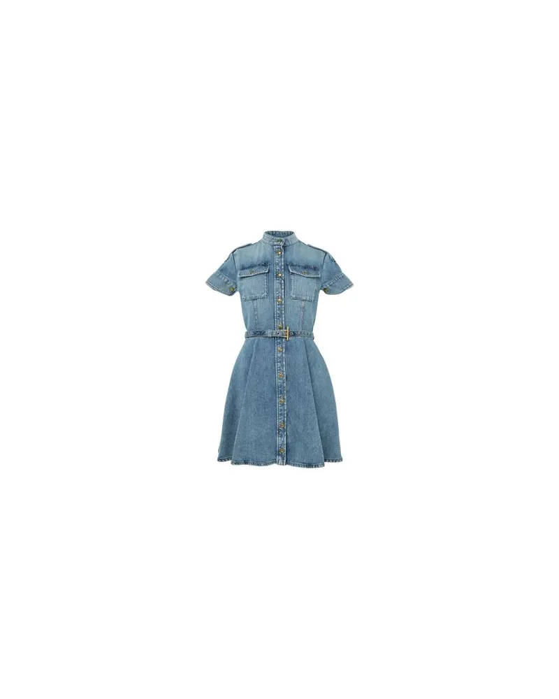 Yves Salomon Kultige Daunenjacke in „A"-Passform mit Plastron und Nerzfell Blue