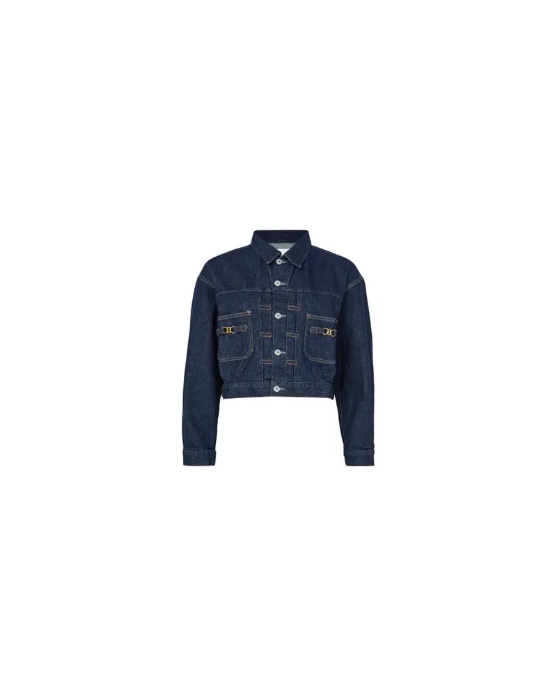 Yves Salomon Kultige Daunenjacke in „A"-Passform mit Plastron und Nerzfell Blue