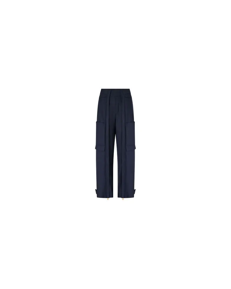 Yves Salomon Kultige Daunenjacke in „A"-Passform mit Plastron und Nerzfell Blue