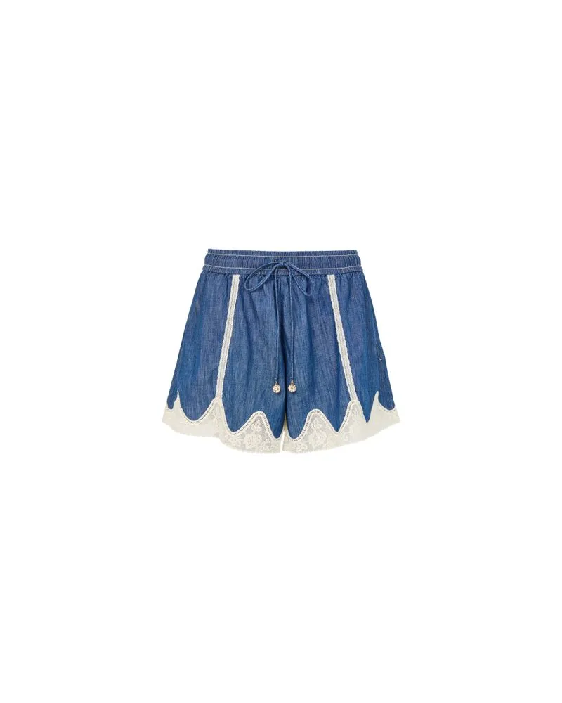 Yves Salomon Kultige Daunenjacke in „A"-Passform mit Plastron und Nerzfell Blue