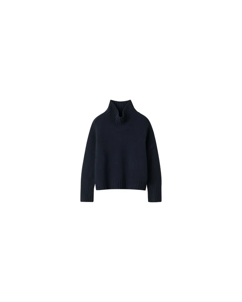 Yves Salomon Kultige Daunenjacke in „A"-Passform mit Plastron und Nerzfell Blue