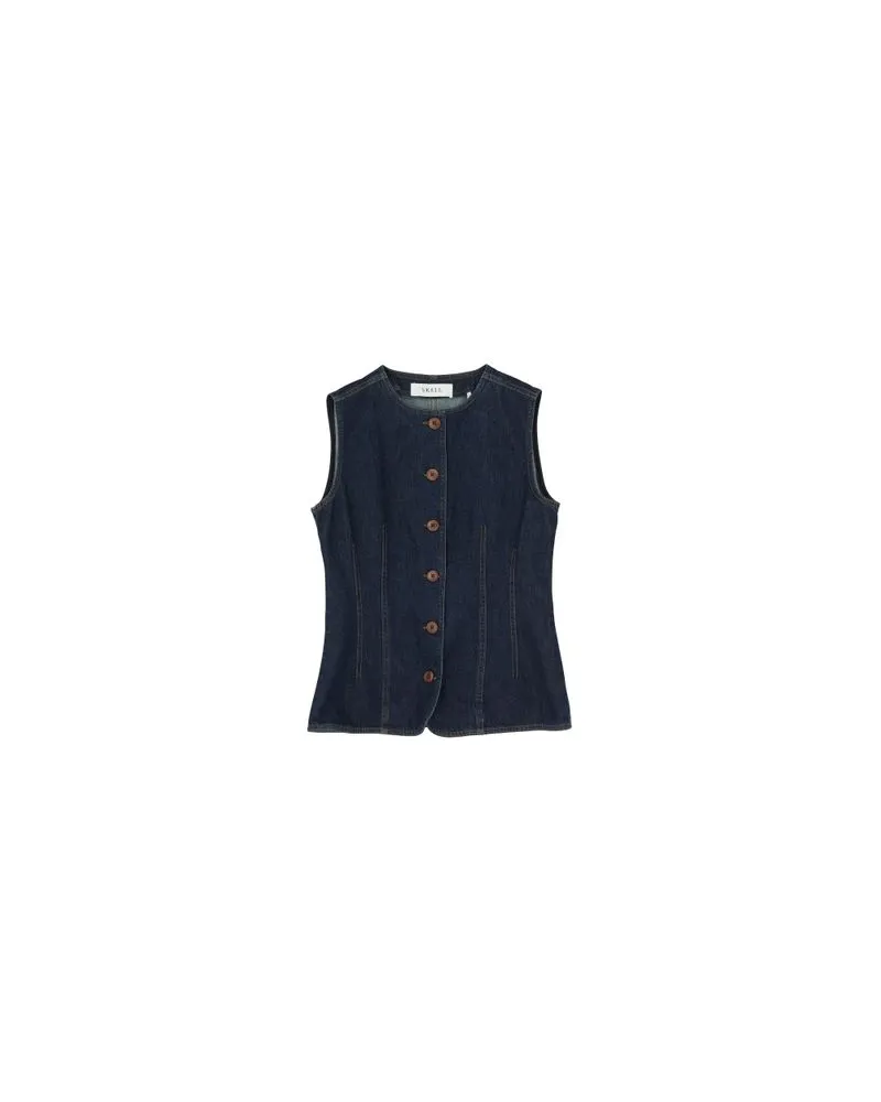 Yves Salomon Kultige Daunenjacke in „A"-Passform mit Plastron und Nerzfell Blue