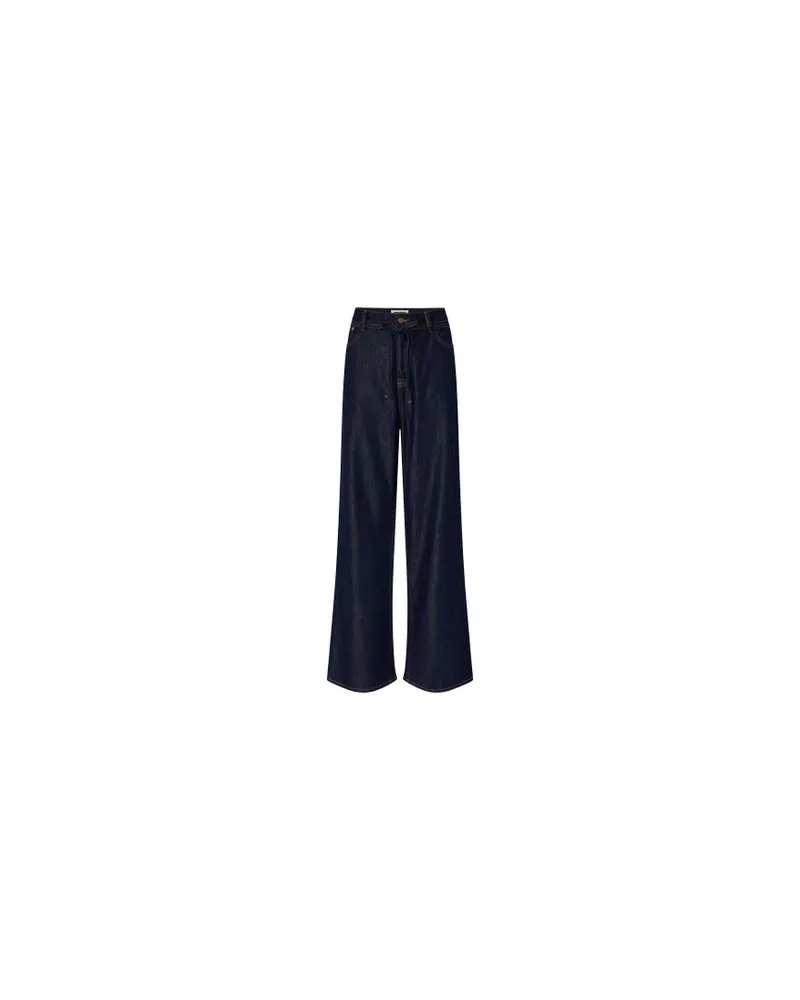 Yves Salomon Kultige Daunenjacke in „A"-Passform mit Plastron und Nerzfell Blue