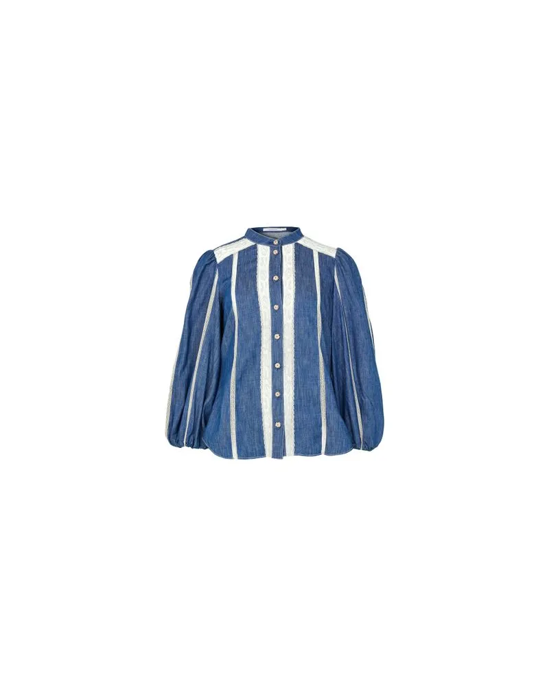 Yves Salomon Kultige Daunenjacke in „A"-Passform mit Plastron und Nerzfell Blue