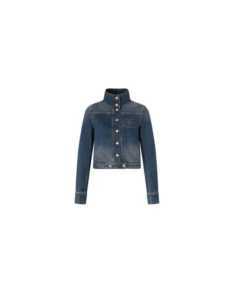 Yves Salomon Kultige Daunenjacke in „A"-Passform mit Plastron und Nerzfell Blue