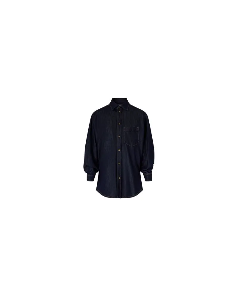 Yves Salomon Kultige Daunenjacke in „A"-Passform mit Plastron und Nerzfell Blue