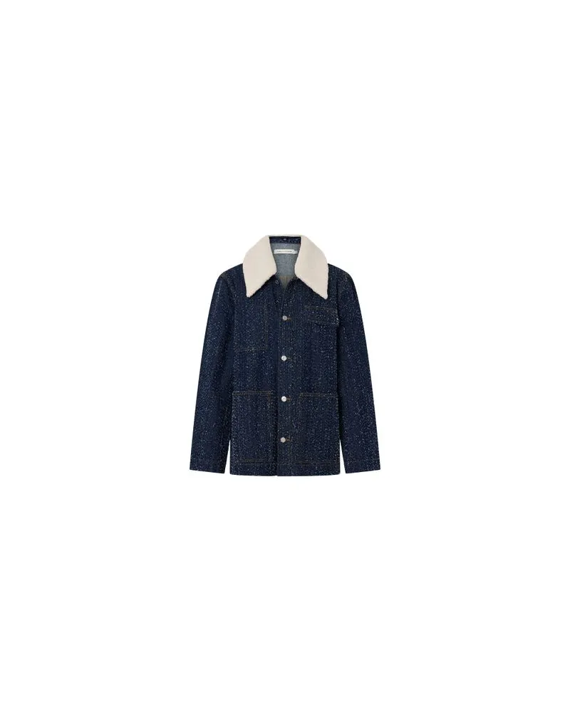 Yves Salomon Kultige Daunenjacke in „A"-Passform mit Plastron und Nerzfell Blue
