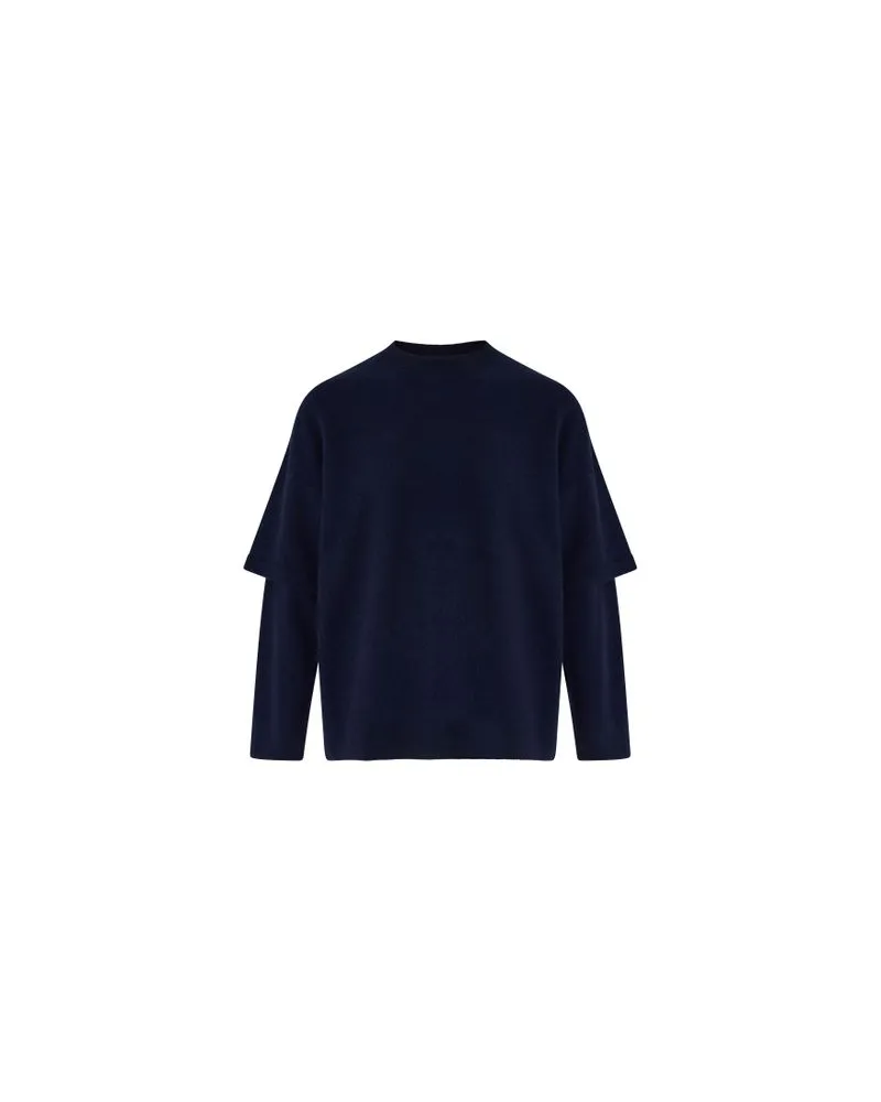 Yves Salomon Kultige Daunenjacke in „A"-Passform mit Plastron und Nerzfell Blue