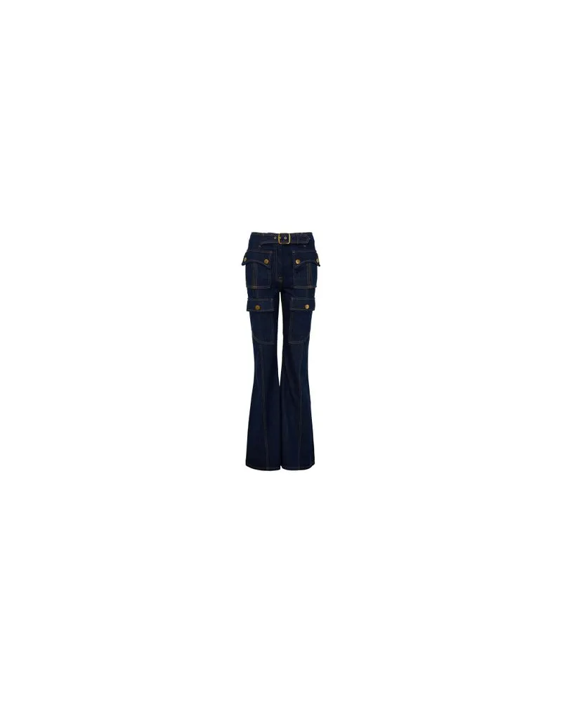 Yves Salomon Kultige Daunenjacke in „A"-Passform mit Plastron und Nerzfell Blue