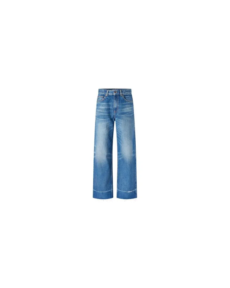 Yves Salomon Kultige Daunenjacke in „A"-Passform mit Plastron und Nerzfell Blue