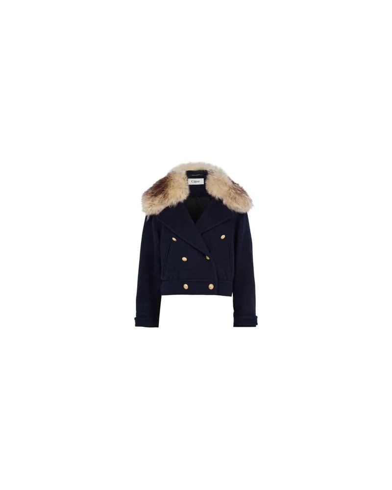 Yves Salomon Kultige Daunenjacke in „A"-Passform mit Plastron und Nerzfell Blue