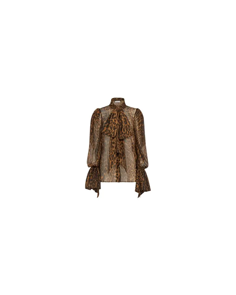 Nina Ricci Hemd nkragen und Leo-Print Brown