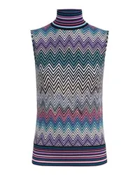 Missoni Ärmelloses Tanktop mit Rollkragen und Zickzackmuster Multicolor