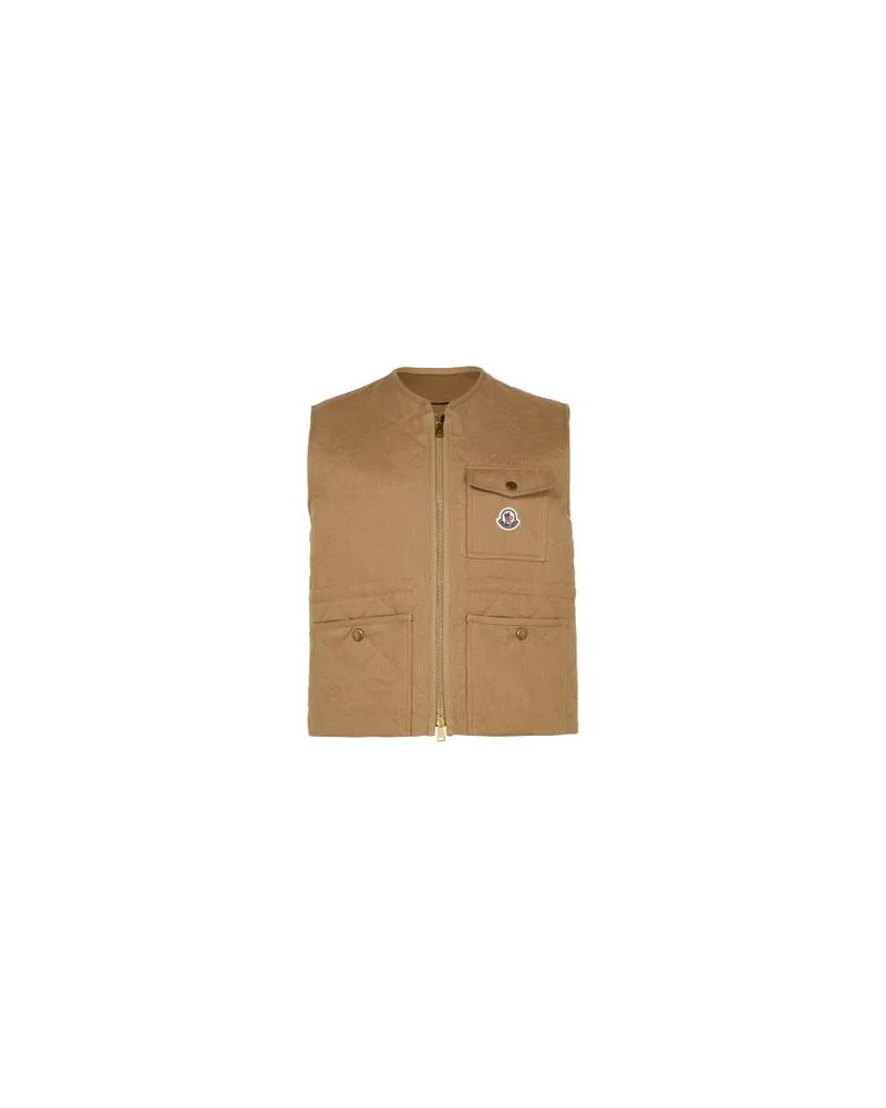 Moncler Vigny logo sleeveless jacket Beige