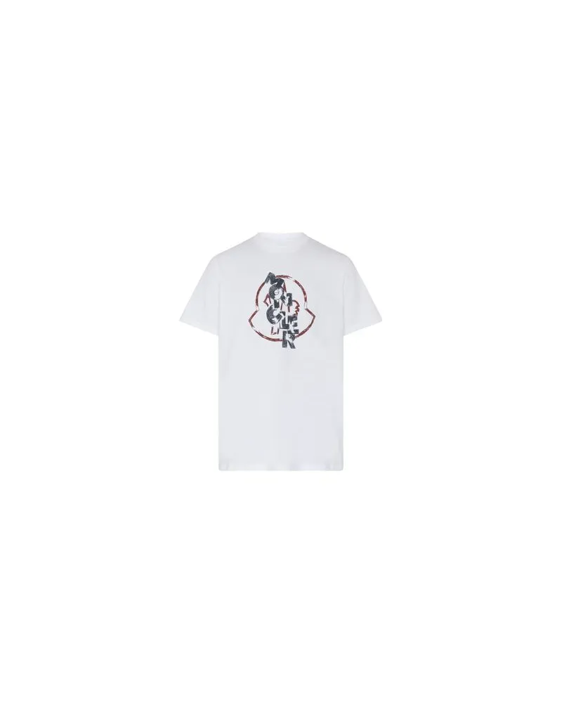 Moncler Kurzarm-T-Shirt mit Print White