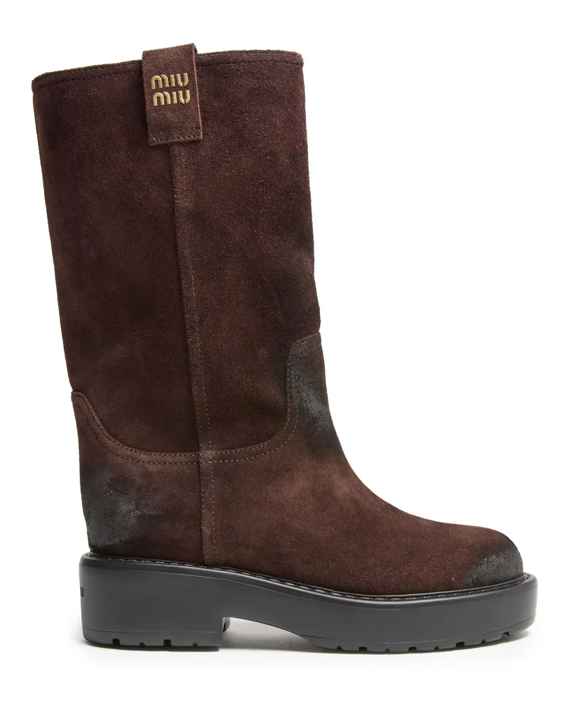 Miu Miu Halbhohe Stiefel aus Wildleder 